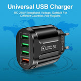 45W Multi-Port USB Fast Charger with QC 3.0 - Suitable for iPhone, Samsung, Xiaomi & More