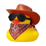Mini pato de goma para coche, adornos para salpicadero, decoración Interior, sombrero de vaquero, pato con bufanda, gafas de sol, juguetes para niños, regalos, accesorios para coche