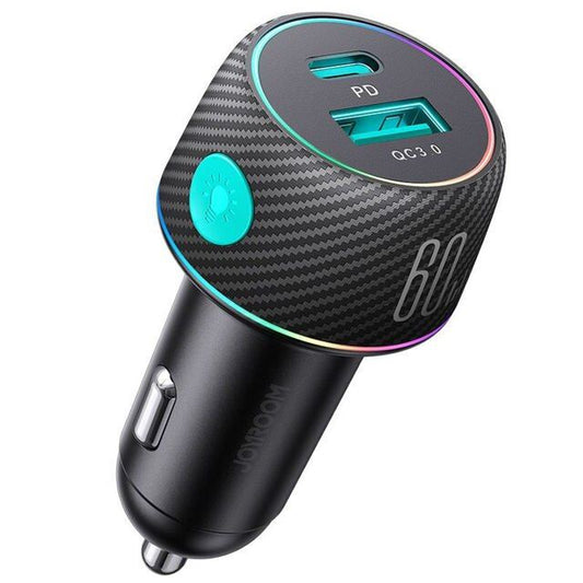 60W Dual USB-C Quick Car Charger with LED