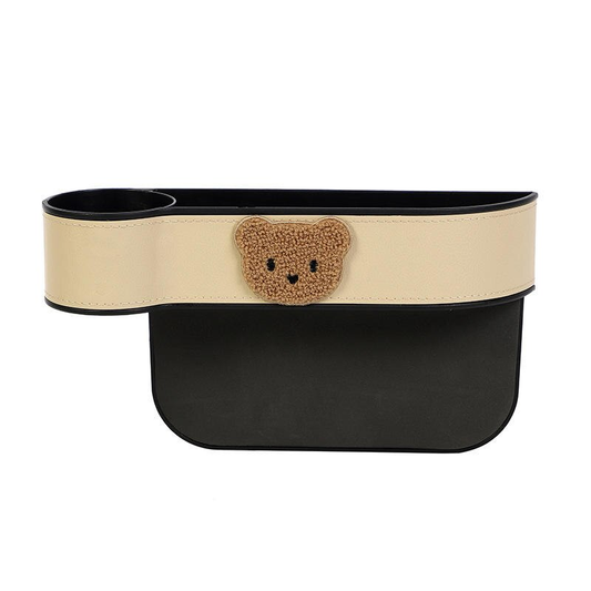 Lindo organizador para espacio de asiento de coche con oso de dibujos animados y soporte para pañuelos