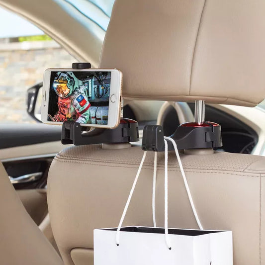 Drehbarer Auto-Kopfstützenhaken mit Telefonhalterung
