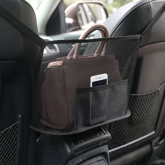 Organizador de malla para asiento de automóvil de gran capacidad con barrera para mascotas