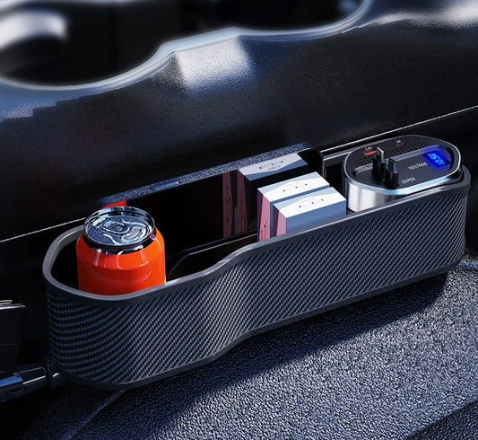 Organizador multifunción para espacio en el asiento del automóvil con carga inalámbrica y rápida