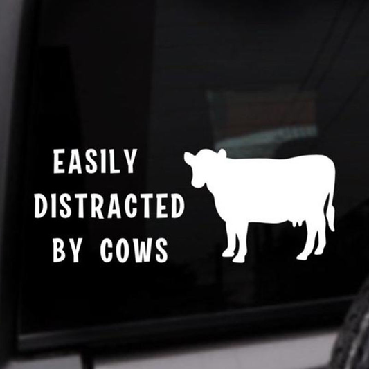Monochromer Cow Obsession-Autoaufkleber – langlebiger, selbstklebender und künstlerischer Fahrzeugaufkleber