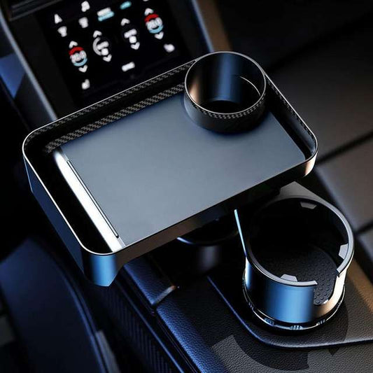 Verstellbarer Getränkehalter fürs Auto mit Telefonfach und Schoßtisch