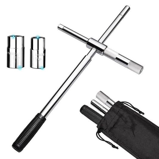 25" Universal-Radmutternschlüssel mit Teleskop-Funktion, mit zwei Stecknüssen und Aufbewahrungstasche