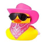 Mini pato de goma para coche, adornos para salpicadero, decoración Interior, sombrero de vaquero, pato con bufanda, gafas de sol, juguetes para niños, regalos, accesorios para coche