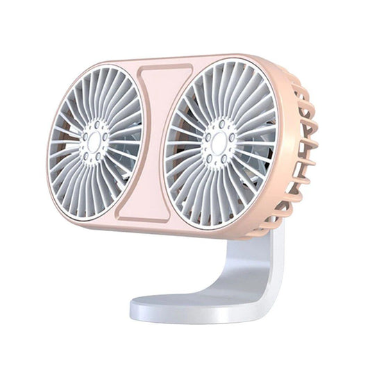 360° drehbarer USB-Autoventilator mit zwei Köpfen und Ambientebeleuchtung