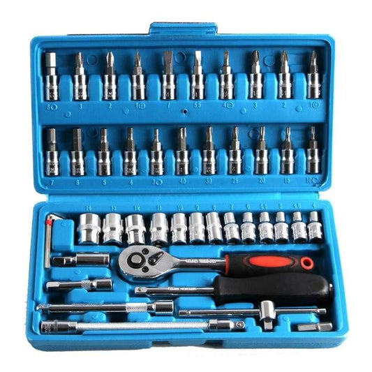 Juego profesional de llaves de vaso de 46 piezas: kit de herramientas versátil para reparación de automóviles y del hogar