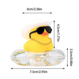Mini pato de goma para coche, adornos para salpicadero, decoración Interior, sombrero de vaquero, pato con bufanda, gafas de sol, juguetes para niños, regalos, accesorios para coche