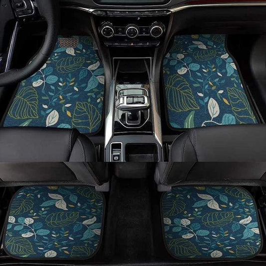 Universelles Auto-Fußmatten-Set mit Blumenmuster in Blau