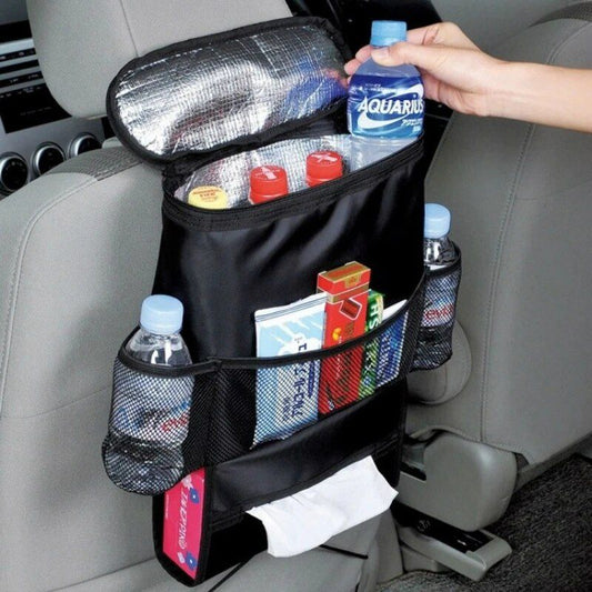 Organizador de múltiples bolsillos para asiento trasero de coche de lujo con soporte para caja de pañuelos