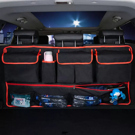 Organizador universal para maletero de coche con múltiples bolsillos y diseño de tela Oxford impermeable