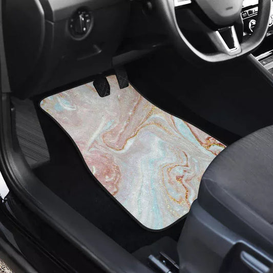 Luxuriöse Autofußmatten aus flüssigem Marmor in Pinkgold (komplettes 4er-Set)