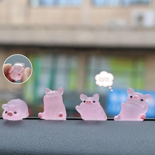 Linda decoración de cerdito de resina para consola y espejo retrovisor