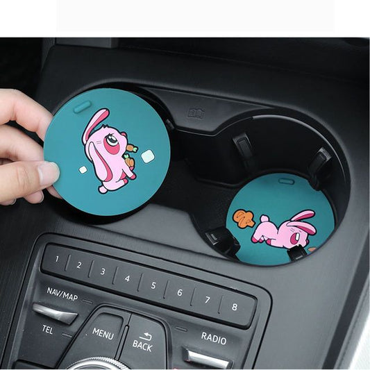 Posavasos para tazas de coche de silicona con animales de dibujos animados de 2 piezas