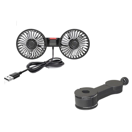 USB-Autolüfter mit zwei Köpfen und 360°-Drehung für 12 V/24 V Fahrzeuge