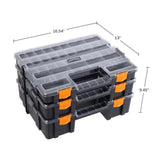 Stapelbarer tragbarer 3-in-1-Werkzeugkasten-Organizer mit anpassbaren Fächern