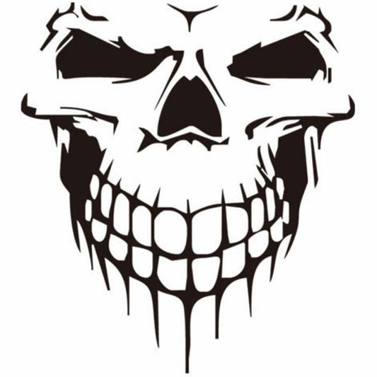 18" Matte Black Skull Hood Decal