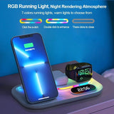 4-in-1 Fast Wireless Charging Station with Lamp & Clock for iPhone, Apple Watch & Airpods