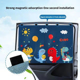 Parasol magnético universal con engranaje lateral para coche, cortina de dibujos animados para protección solar y aislamiento térmico para niños
