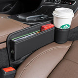 Luxury PU Leather Car Seat Gap Organizer with Cup Holder