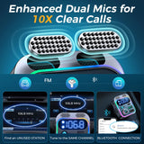 Bluetooth 5.3 FM Transmitter with Dual Mics & Deep Bass