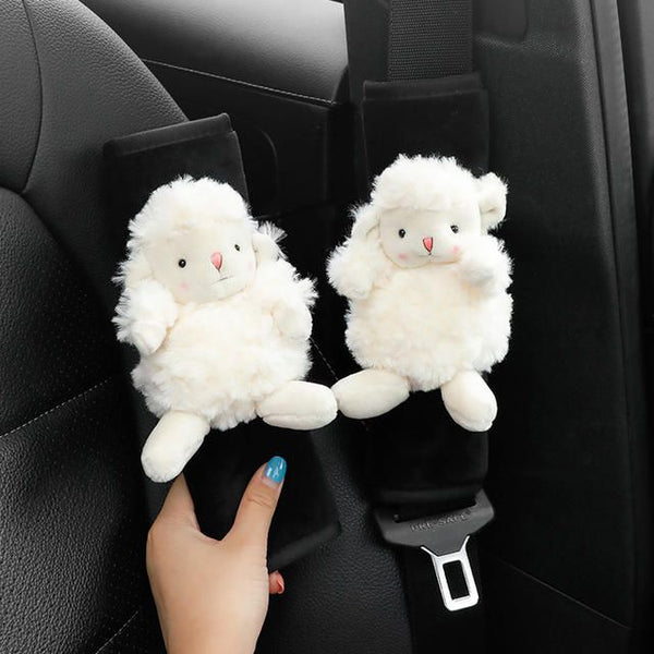 Fundas para cinturón de seguridad de coche de felpa de cordero de dibujos animados