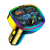 Transmisor FM para automóvil Bluetooth 5.0 con carga USB PD dual y reproductor MP3 con retroiluminación LED