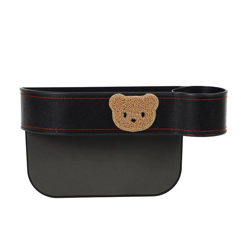 Lindo organizador para espacio de asiento de coche con oso de dibujos animados y soporte para pañuelos