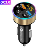 Transmisor FM para automóvil Bluetooth 5.0 con carga USB PD dual y reproductor MP3 con retroiluminación LED