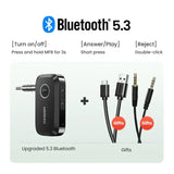 Bluetooth 5.3 Auto-Audio-Empfängeradapter mit 3,5-mm-AUX und Freisprechfunktion