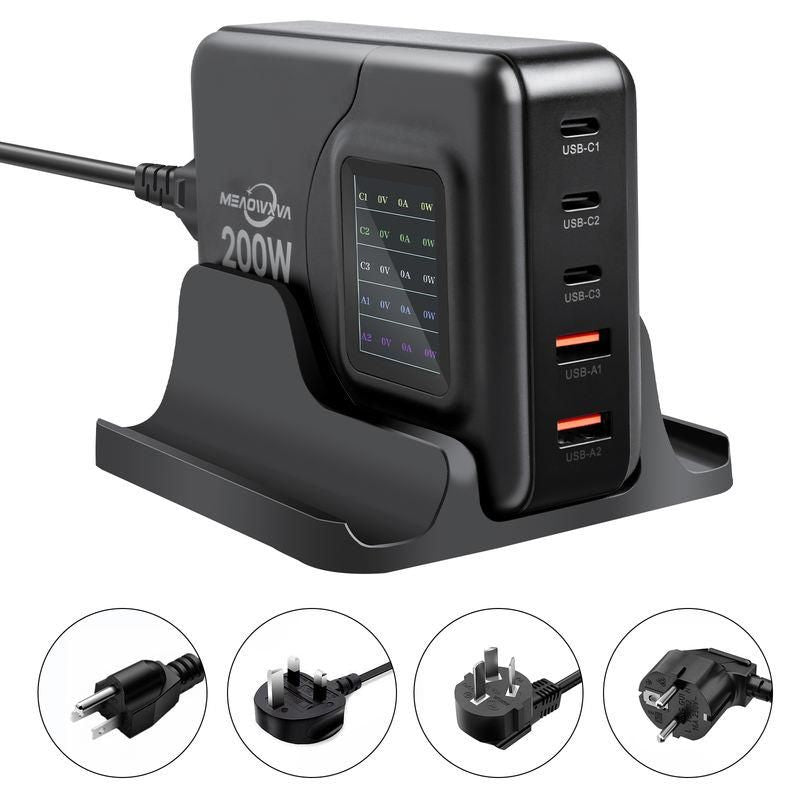 200-W-GaN-Universal-Schnellladegerät mit Display für Telefone, Laptops und mehr