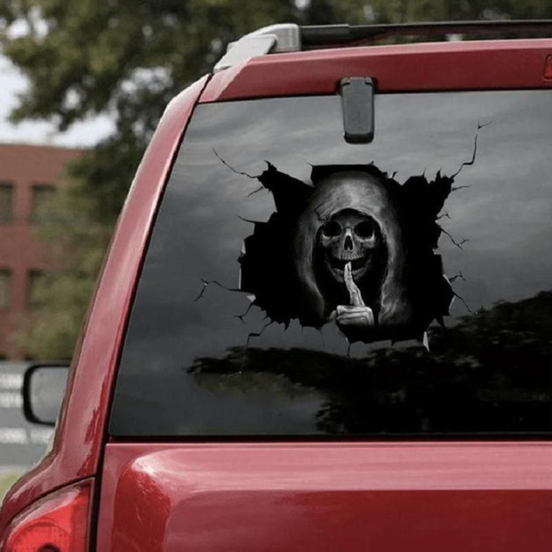 Calcomanía de calavera de Halloween espeluznante para parabrisas y paredes traseras de coche