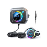 Bluetooth 5.3 FM-Transmitter mit AUX, Bass Boost und Schnellladeanschlüssen