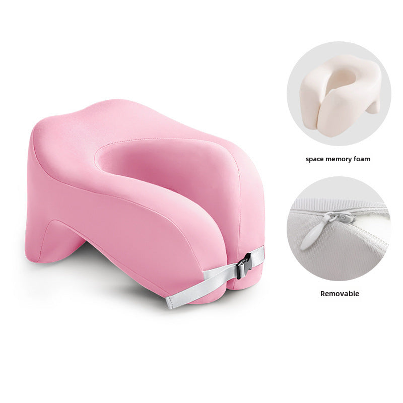 Almohada de viaje ergonómica ajustable con espuma viscoelástica en forma de U