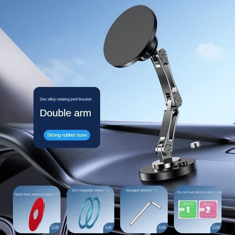 Soporte magnético giratorio de 360° para teléfono de coche para iPhone 12, 13 y 14 con soporte plegable
