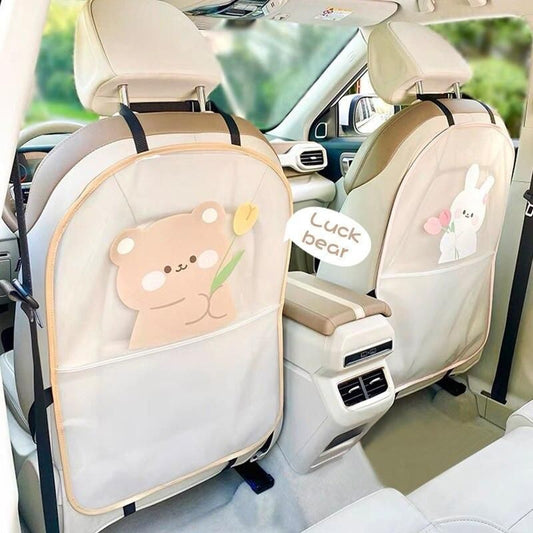 Cute Bear & Rabbit Cartoon Car Seat Kick Mat