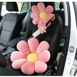Weiches Nacken- und Taillenkissen fürs Auto mit Blumenmuster, mit Schulterpolster für Sicherheitsgurt
