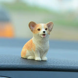 Lindo adorno para tablero de Corgi - Mini decoración de coche para cachorros de resina