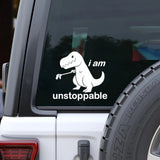 Calcomanía divertida para ventana de coche con diseño de dinosaurio "Soy imparable", pegatina de vinilo para entusiastas de JDM