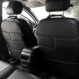 Protector universal de cuero para respaldo de asiento de automóvil con bolsillo organizador y tapete para patadas
