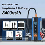 4-in-1 Car Jump Starter & Air Pump with LED Lighting and Portable Storage