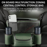 Luxury Leather Car Seat Organizer with Cup Holder & Tissue Pocket