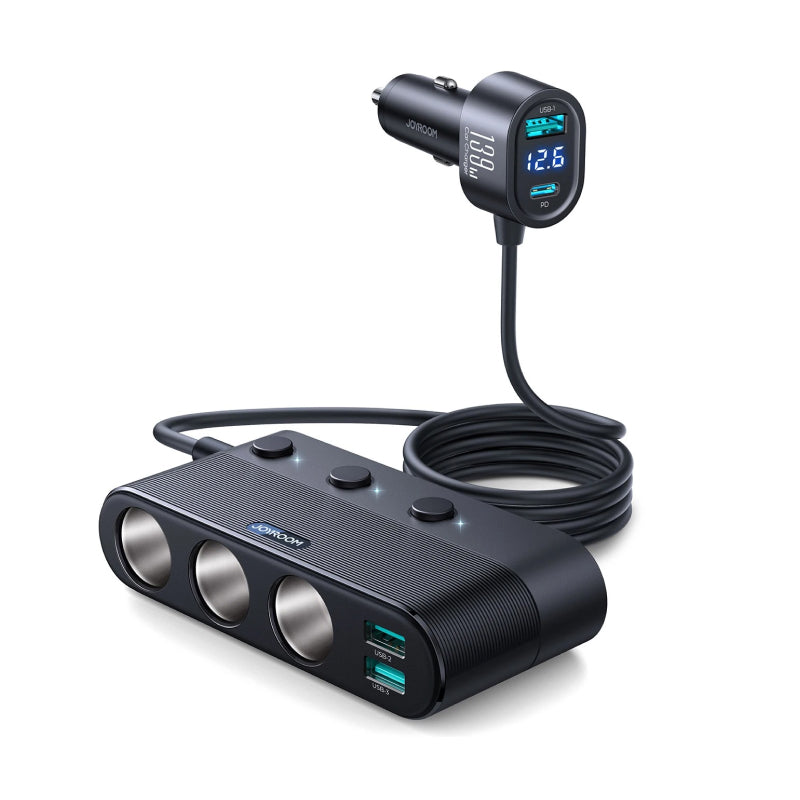 Cargador de coche USB C de 7 puertos y 139 W con carga rápida y adaptador para encendedor de cigarrillos