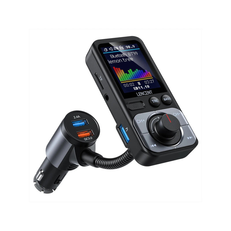 Transmisor FM Bluetooth 5.0 con dos puertos USB y cargador rápido para automóvil QC3.0