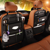 Organizador de lujo para asiento trasero de coche de cuero con múltiples bolsillos