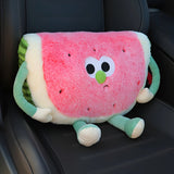 Cute Watermelon Design Headrest & Lumbar Support Pillow for Car Comfort