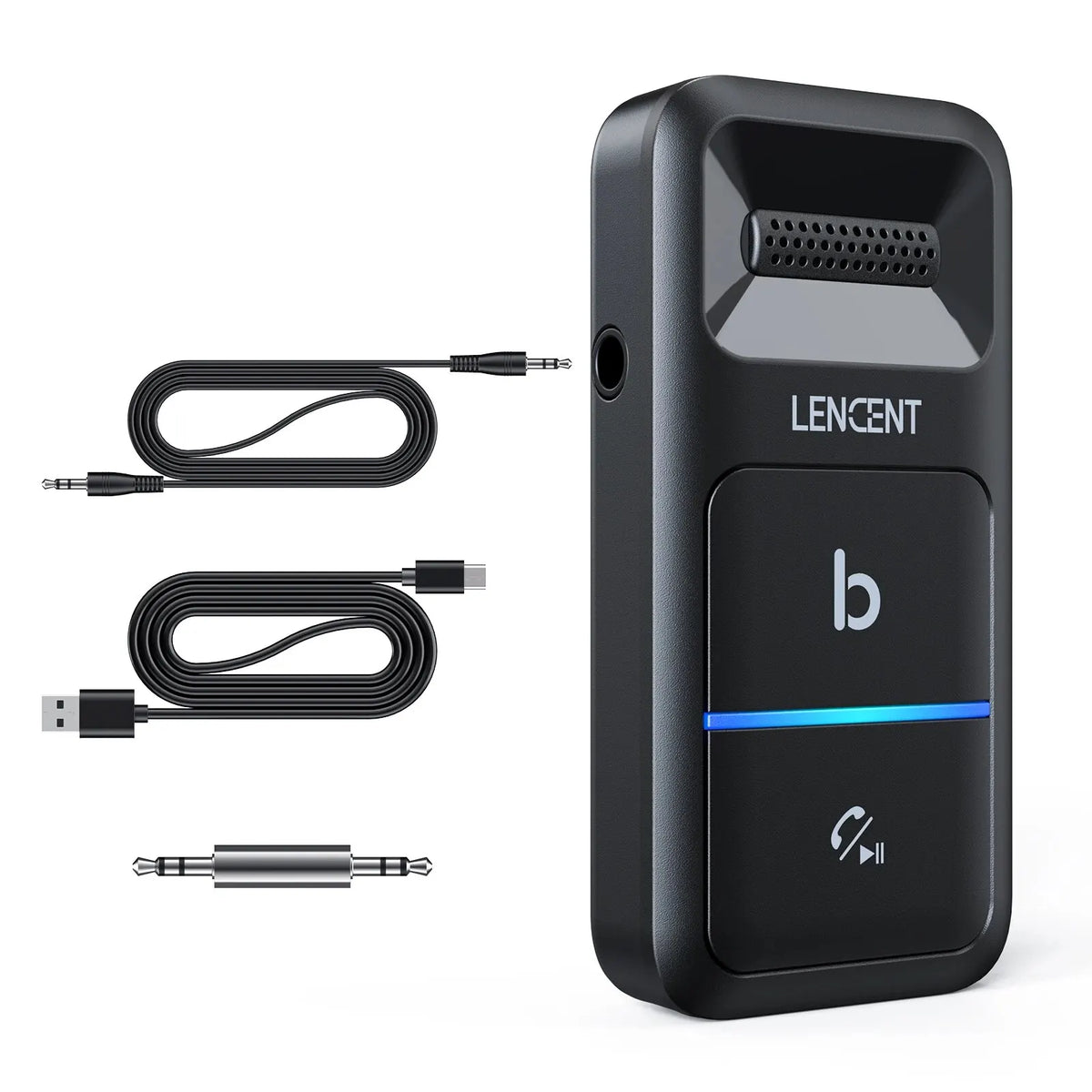 Bluetooth 5.0 Car Adapter with AUX, Noise Canceling Microphone, Wireless Transmitter