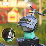 Niedliches Cartoon-Motorrad-Fahrradornament mit Helm und Propeller